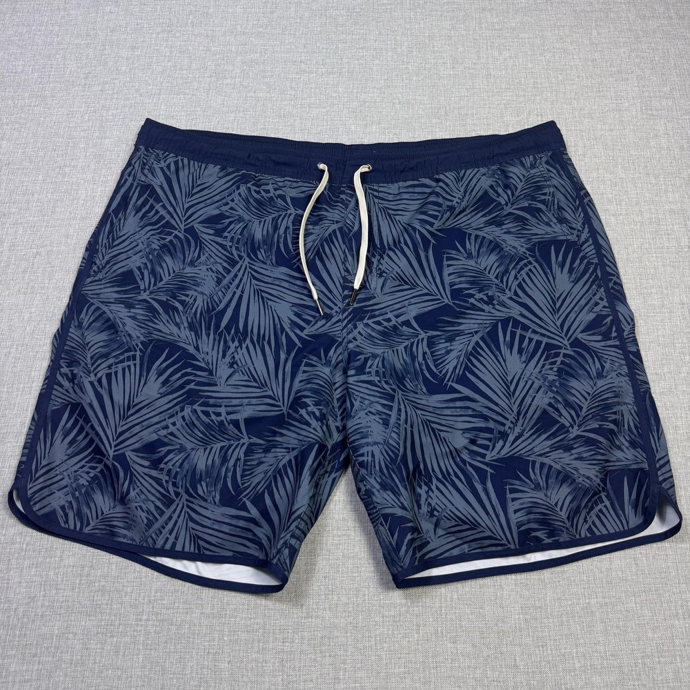 Fair Harbor Floral Swim Trunks Shorts Mens XL Blue Lined Drawstring Pockets